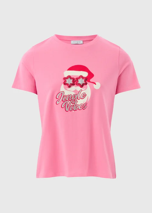 Pink Christmas Sequin Santa T-Shirt - 8 Image 2
