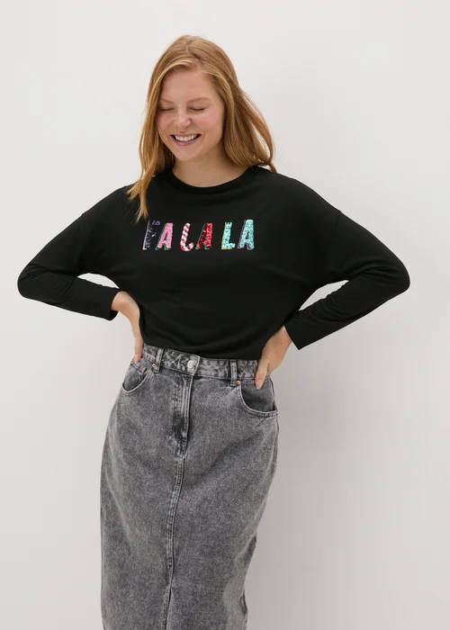 Black Sequin Fa La La Top - 8 Image 2