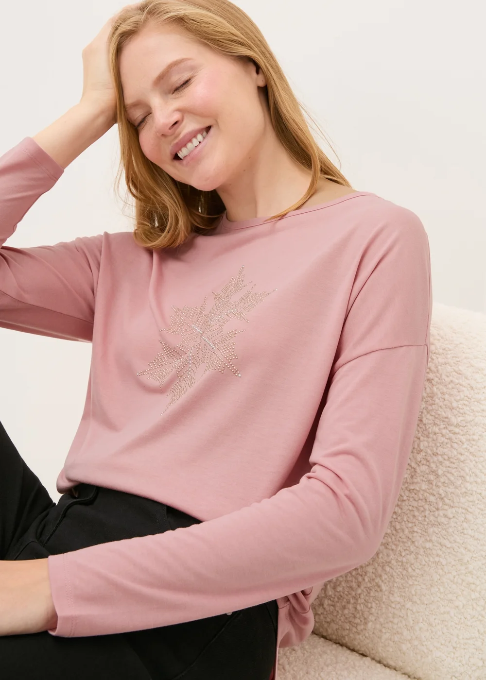 Pink Snowflake Long Sleeved Top - Size 8 Image 1