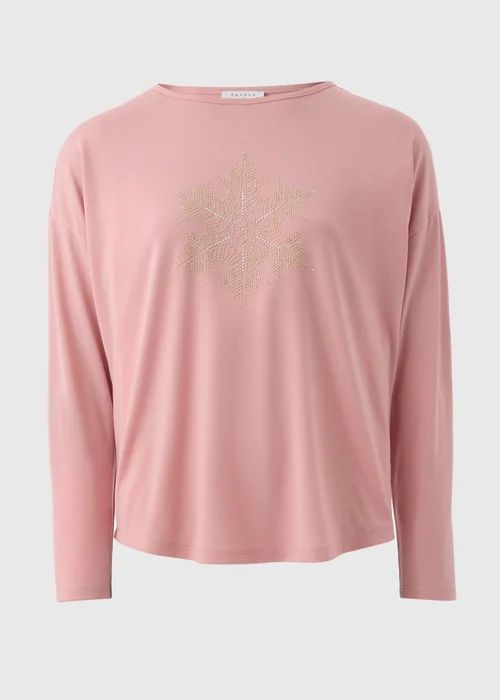Pink Snowflake Long Sleeved Top - Size 8 Image 4