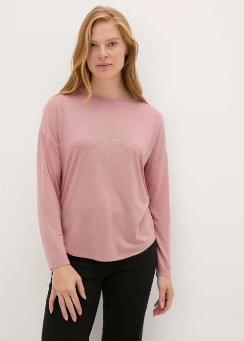 Pink Snowflake Long Sleeved Top - Size 8 Image 3