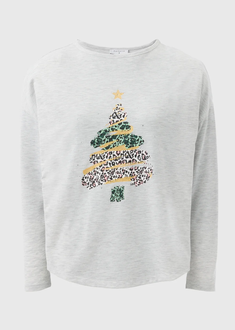 Grey Christmas Tree Long Sleeve Top - Size 8 Image 4