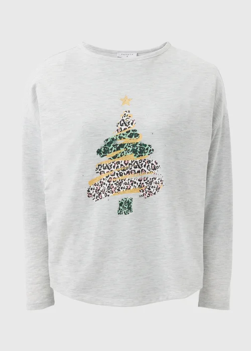 Grey Christmas Tree Long Sleeve Top - Size 8 Image 4