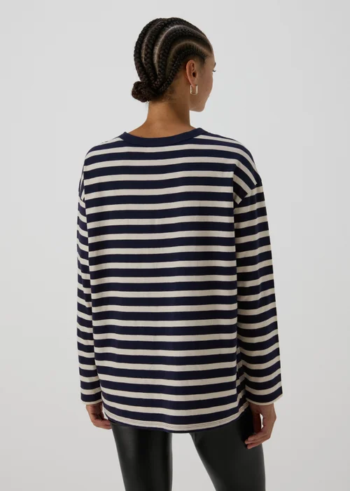 Navy Relaxed Striped T-Shirt - S Image 2