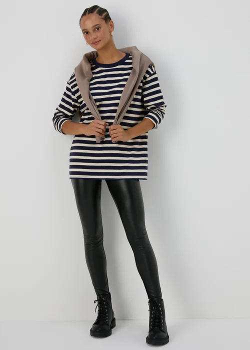 Navy Relaxed Striped T-Shirt - S Image 4
