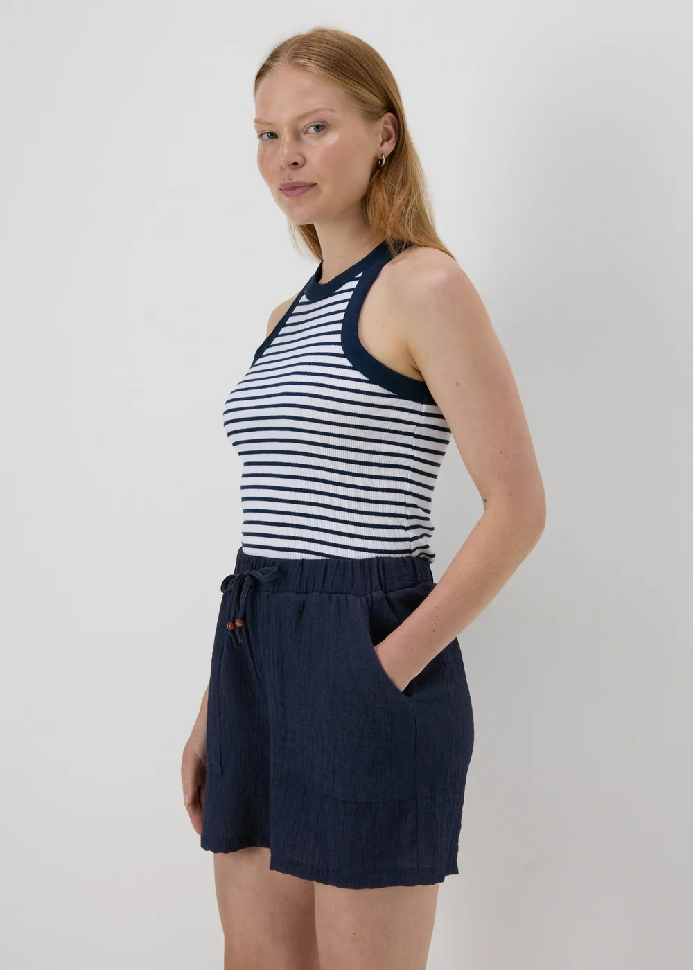 Navy Soft Textured Shorts - 8 Image 1