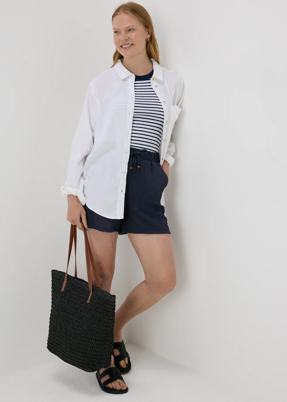 Navy Soft Textured Shorts - 8 Image 4