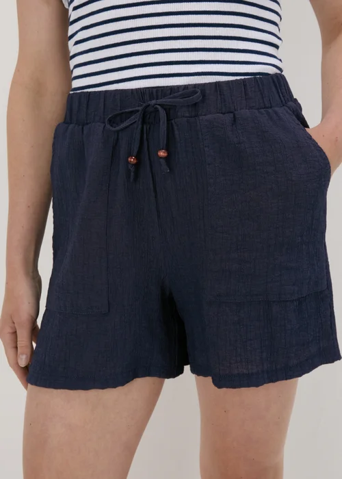 Navy Soft Textured Shorts - 8 Image 3