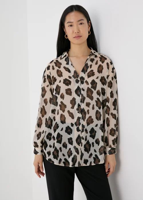 Et Vous Beige Leopard Print Shirt - 8 Image 1
