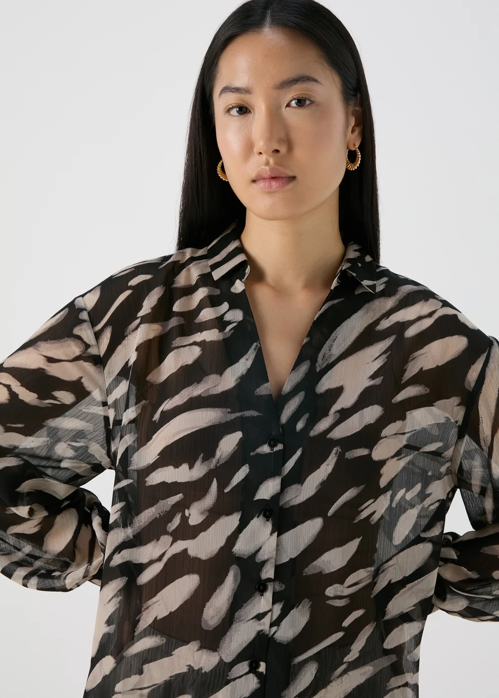 Et Vous Black Brush Print Shirt - 8 Image 3