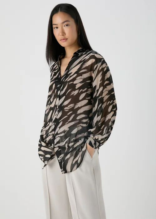 Et Vous Black Brush Print Shirt - 8 Image 1