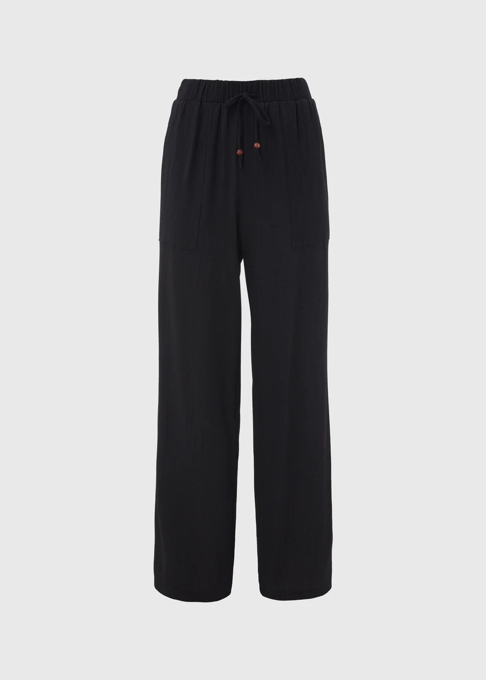Black Textured Wide Leg Trousers - 8 Image 5