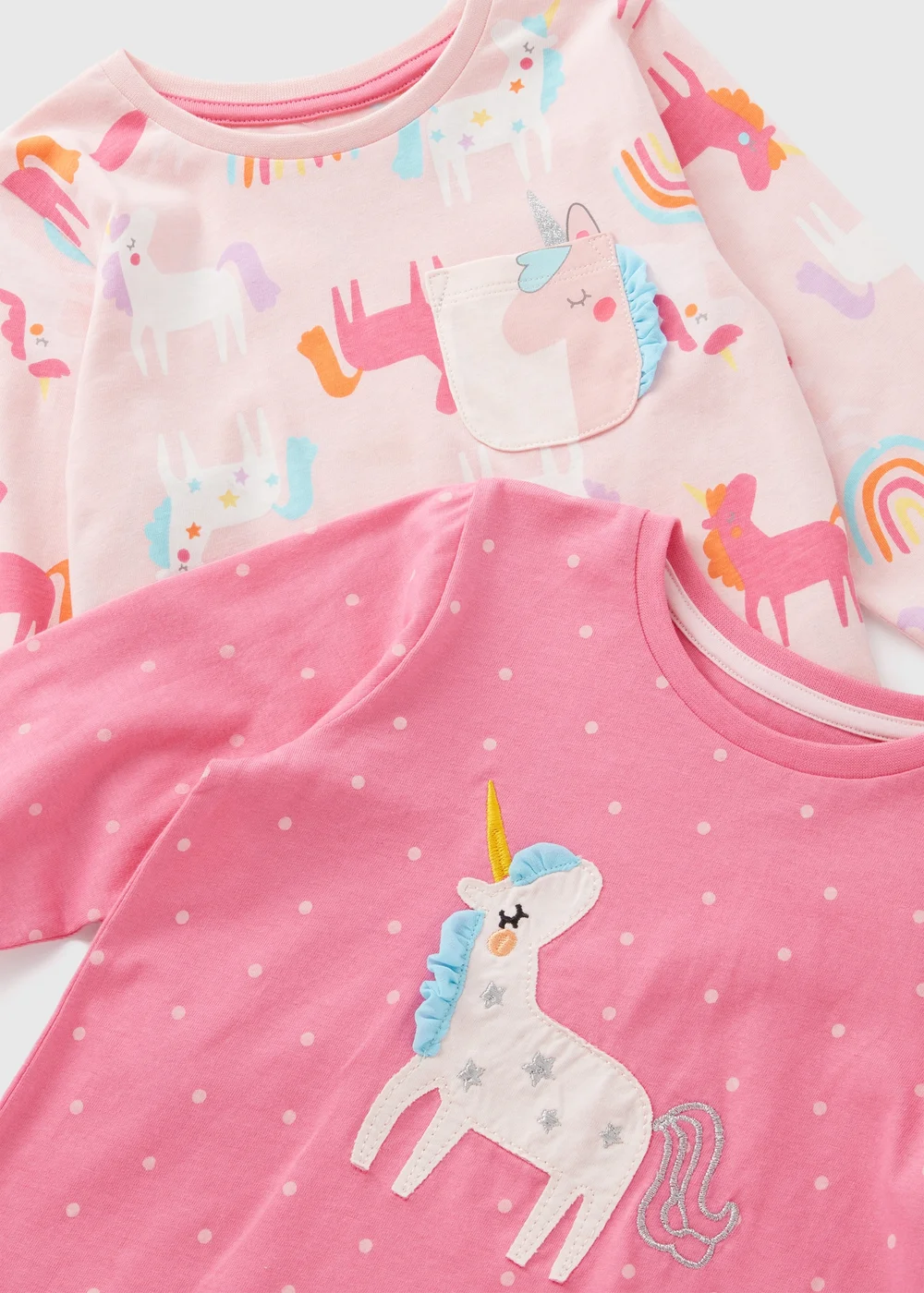 2 Pack Girls Pink Unicorn Pyjama Set (1-7yrs) - 1 half year to 2 Image 2