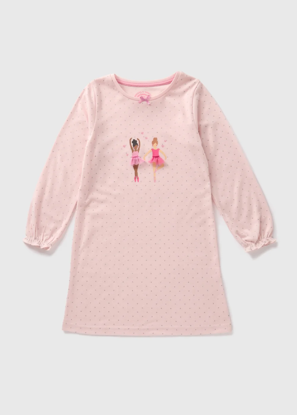 Girls Pink Ballerina Polka Dot Nightie (1-7yrs) - 1 half year to 2 Image 1