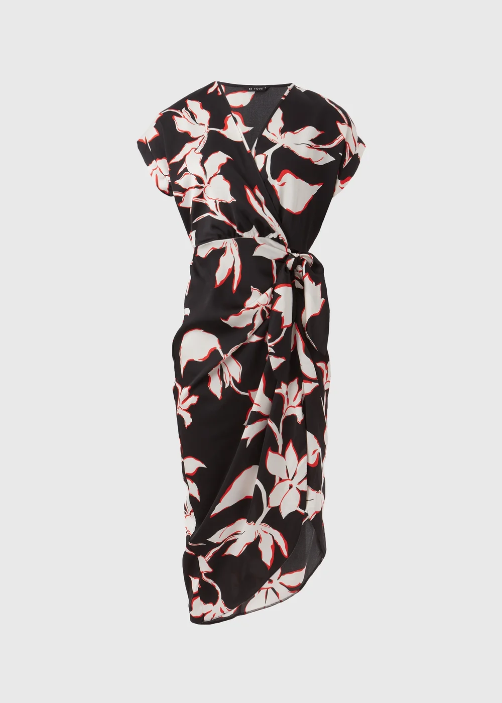Black Floral Wrap Dress - 8 Image 5