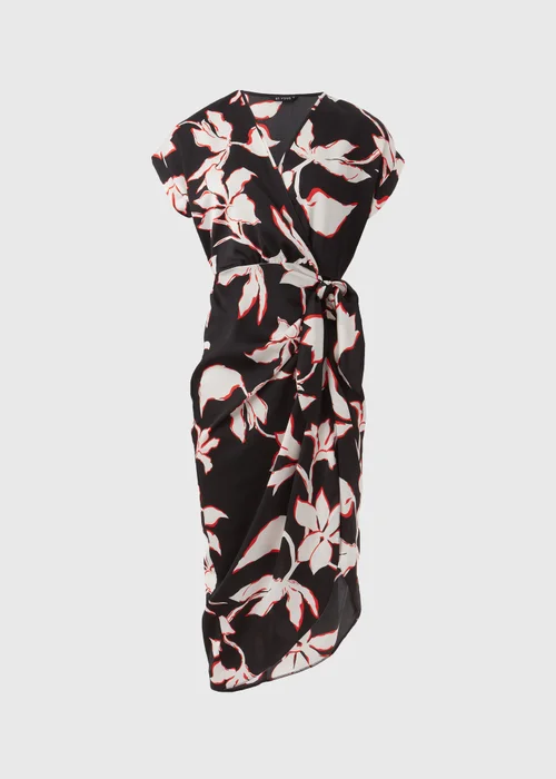 Black Floral Wrap Dress - 8 Image 5