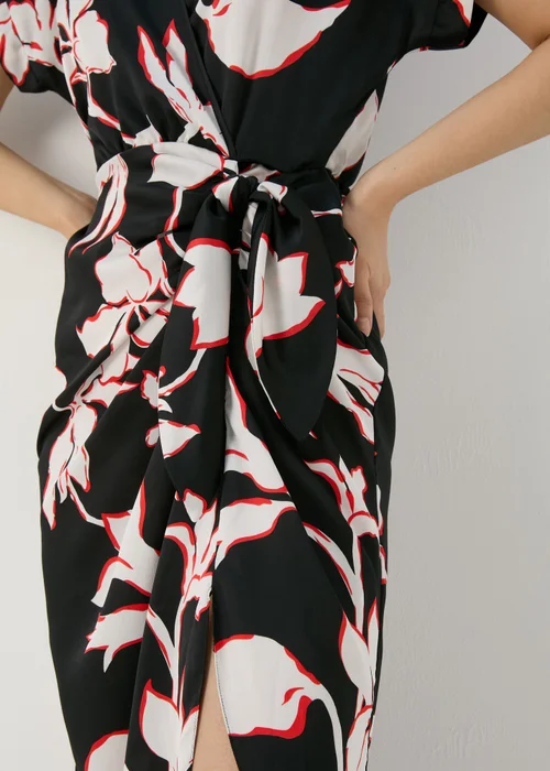 Black Floral Wrap Dress - 8 Image 3