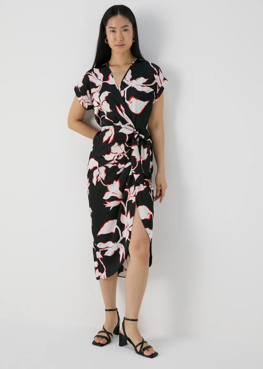 Black Floral Wrap Dress - 8 Image 4