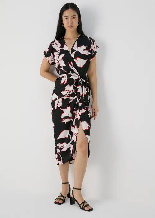 Black Floral Wrap Dress - 8 Image 4