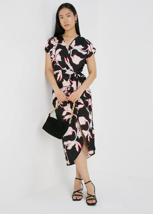 Black Floral Wrap Dress - 8 Image 1