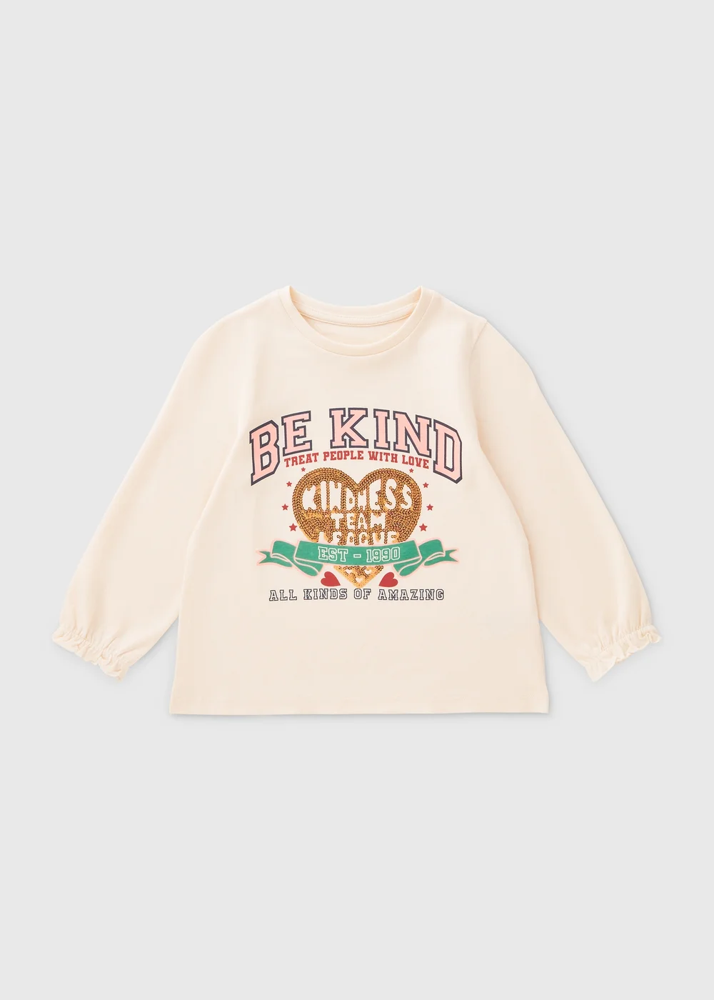 Girls Cream Be Kind T-Shirt (1-7yrs) - 1-1.5 Yrs Image 1