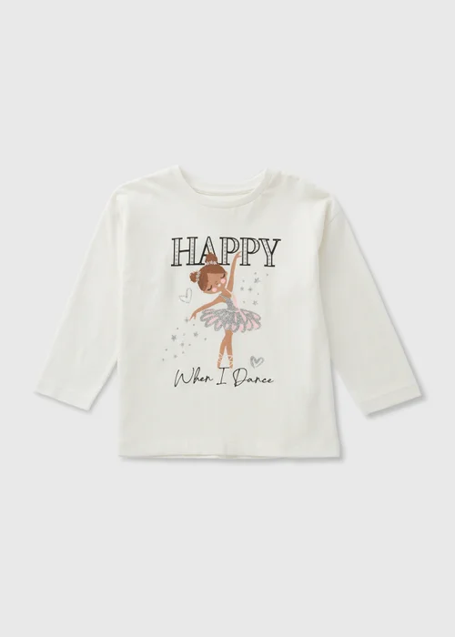 Cream Ballerina Long Sleeve T-Shirt (1-7yrs) - 1-1.5 Yrs Image 1