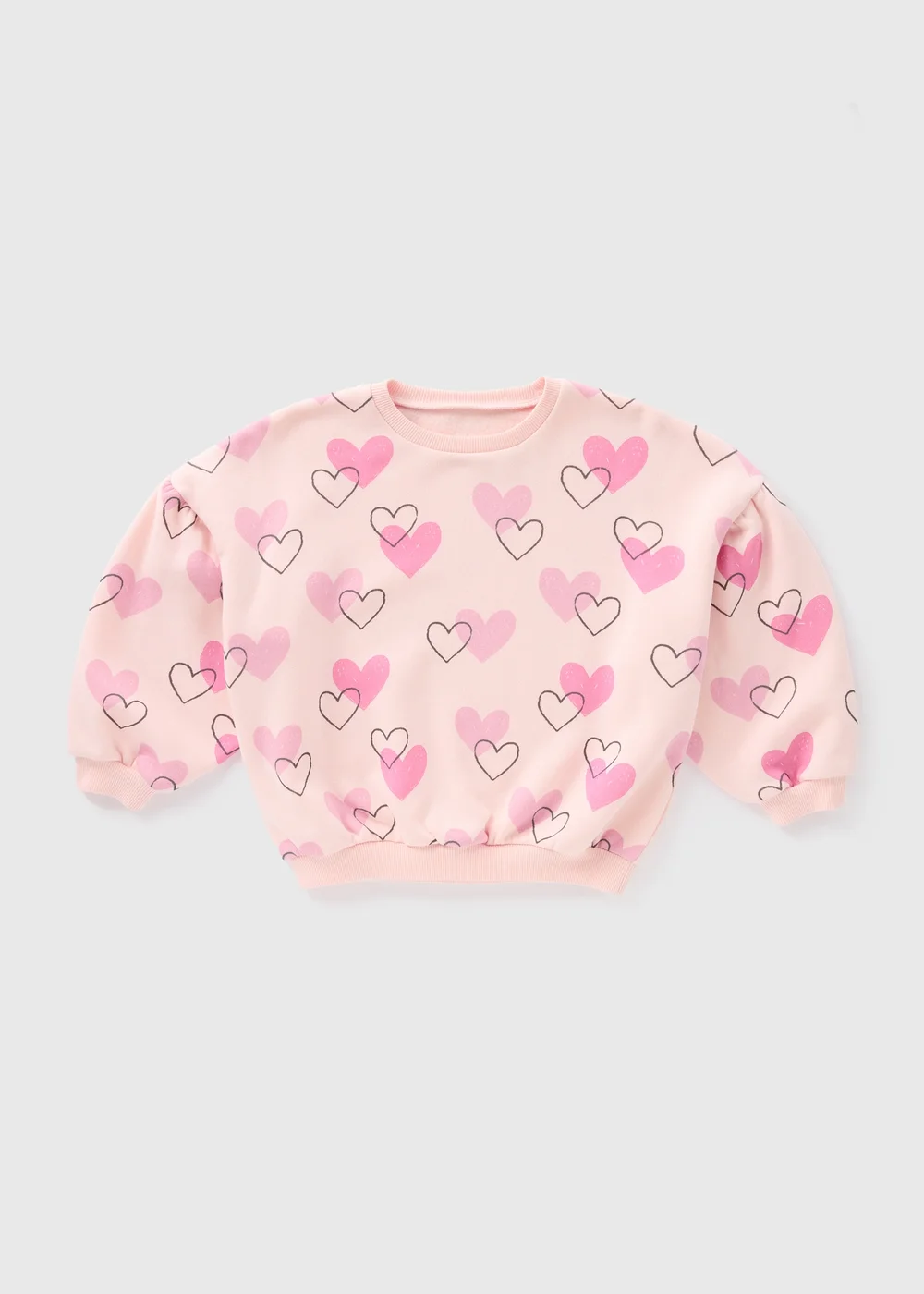 Girls Pink Heart Sweatshirt (1-7yrs) - 1-1.5 Yrs Image 1