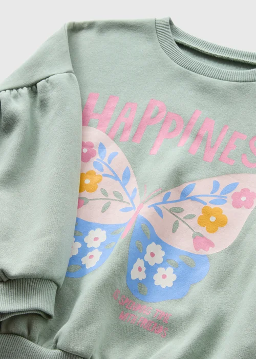 Girls Green Butterfly Sweatshirt (1-7yrs) - 1-1.5 Yrs Image 2