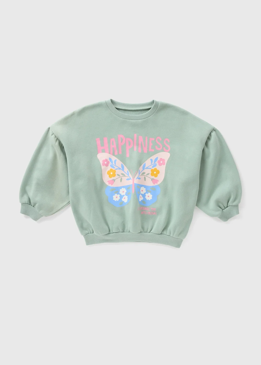 Girls Green Butterfly Sweatshirt (1-7yrs) - 1-1.5 Yrs Image 1