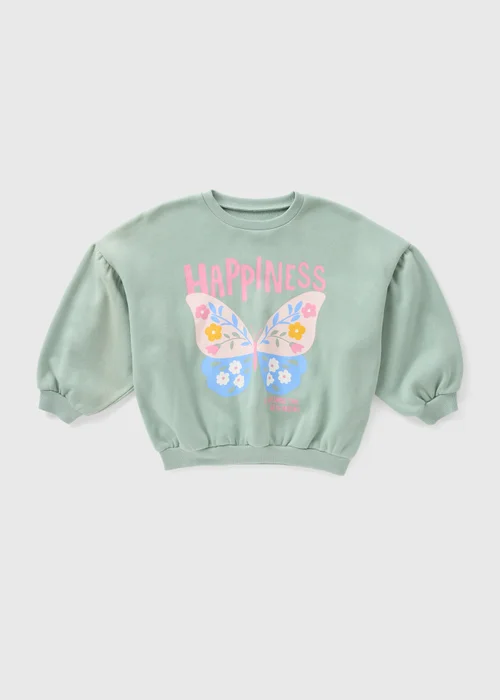 Girls Green Butterfly Sweatshirt (1-7yrs) - 1-1.5 Yrs Image 1