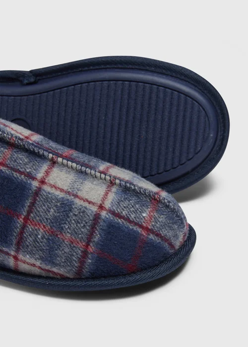 Navy Check Mule Slippers - Size 6 Image 2