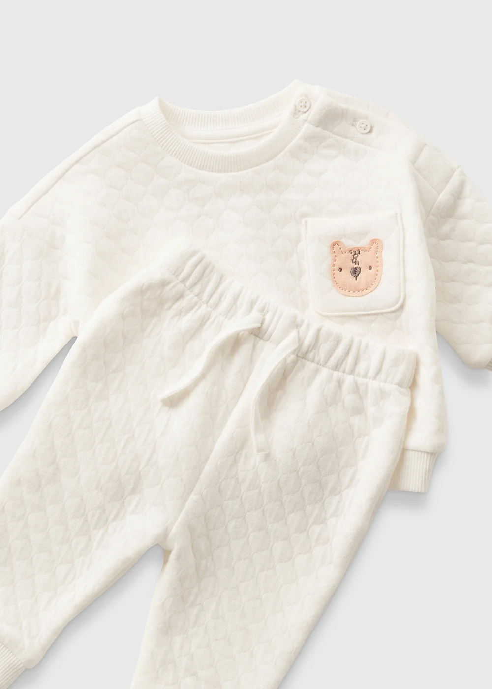 Baby Cream Bear Sweatshirt & Jogging Bottoms Set (Newborn-23mths) - Age 0 - 3 Months Image 2