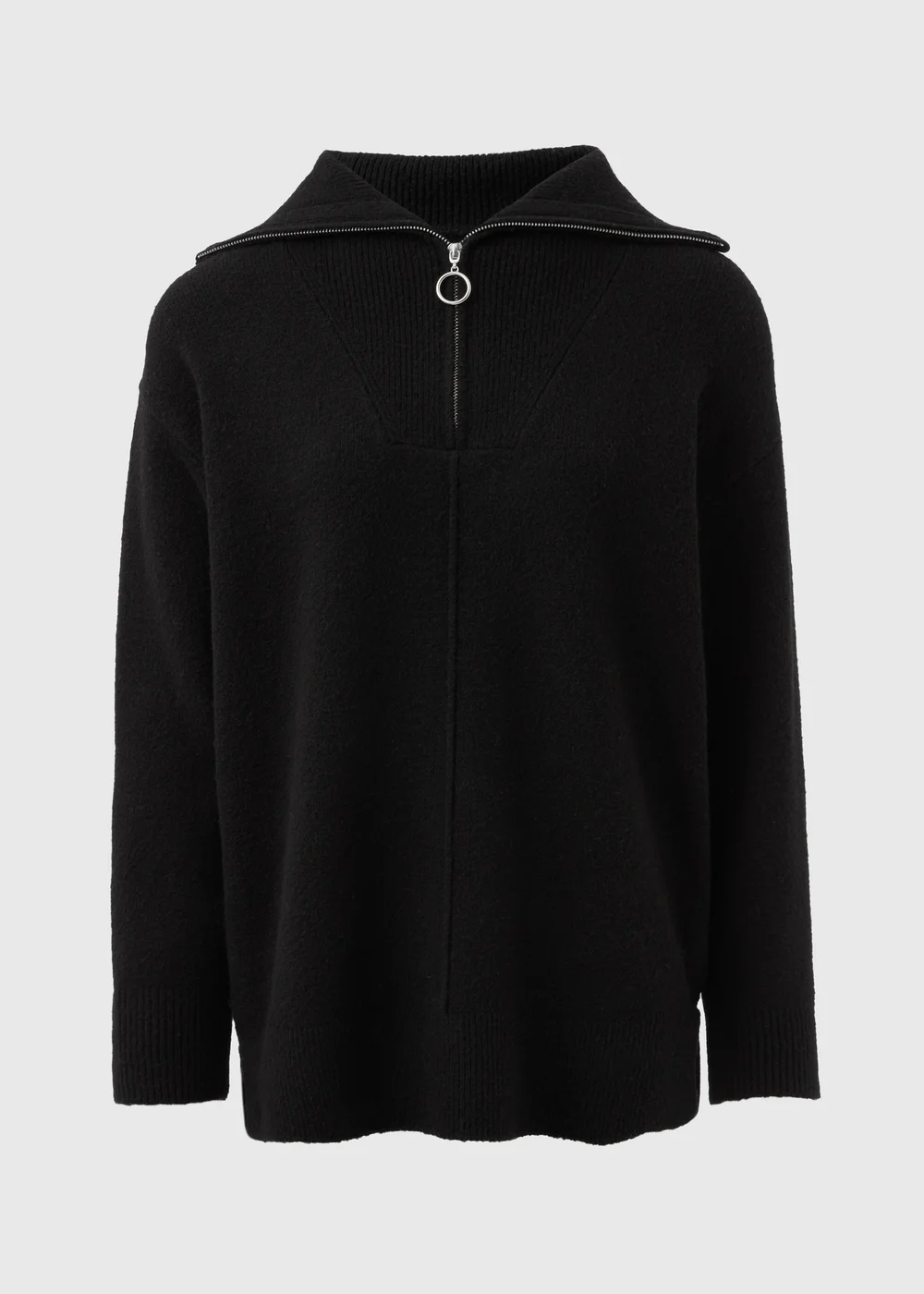 Black Knitted Half Zip Jumper - XS Image 4