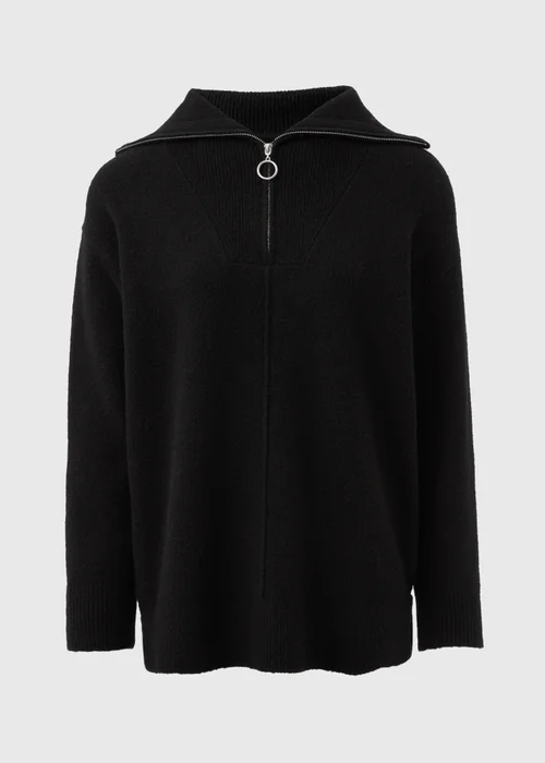 Black Knitted Half Zip Jumper - XS Image 4