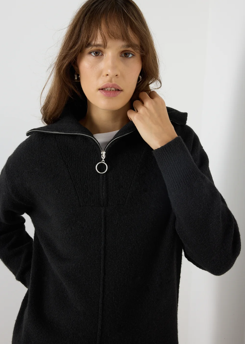 Black Knitted Half Zip Jumper - XS Image 3