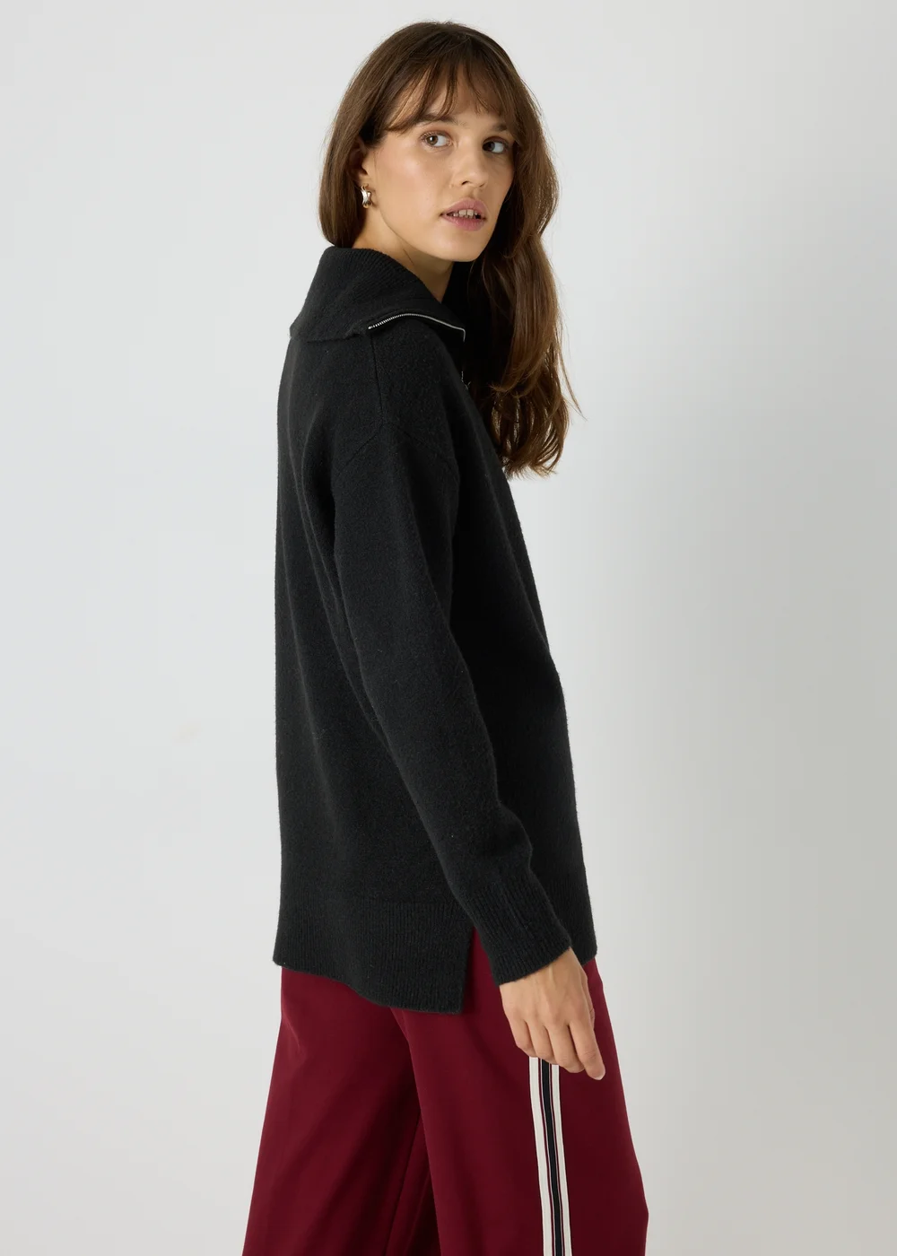 Black Knitted Half Zip Jumper - XS Image 2