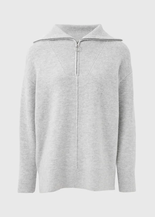 Grey Knitted Half Zip Jumper - XS Image 4