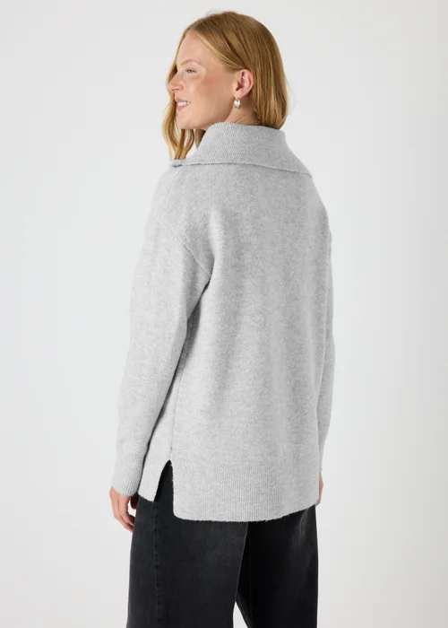 Grey Knitted Half Zip Jumper - XS Image 2