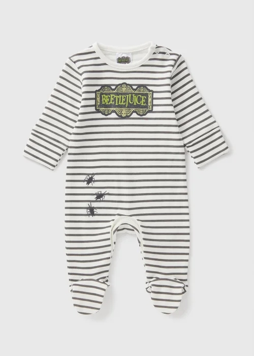 Baby White Beetlejuice Sleepsuit (Newborn-18mths) - Age 0 - 3 Months Image 1