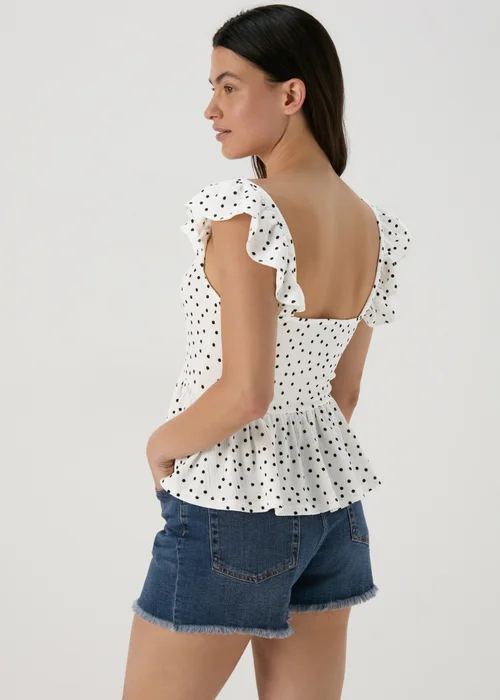 White Spot Print Ruffle Strap Cami Top - 8 Image 2