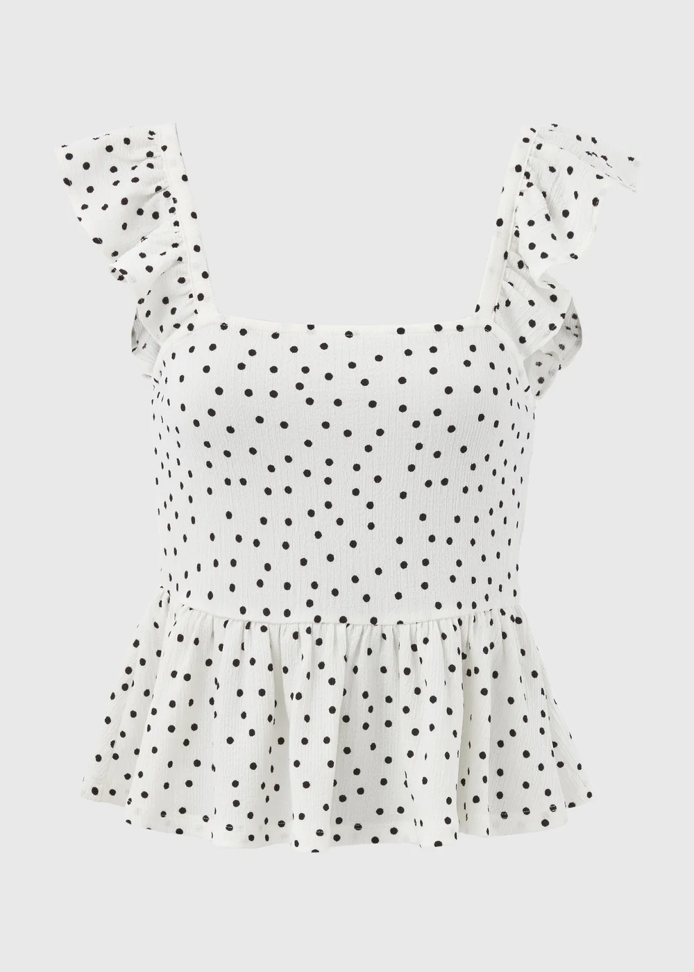 White Spot Print Ruffle Strap Cami Top - 8 Image 5
