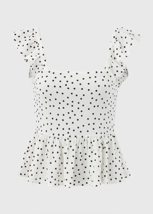 White Spot Print Ruffle Strap Cami Top - 8 Image 5