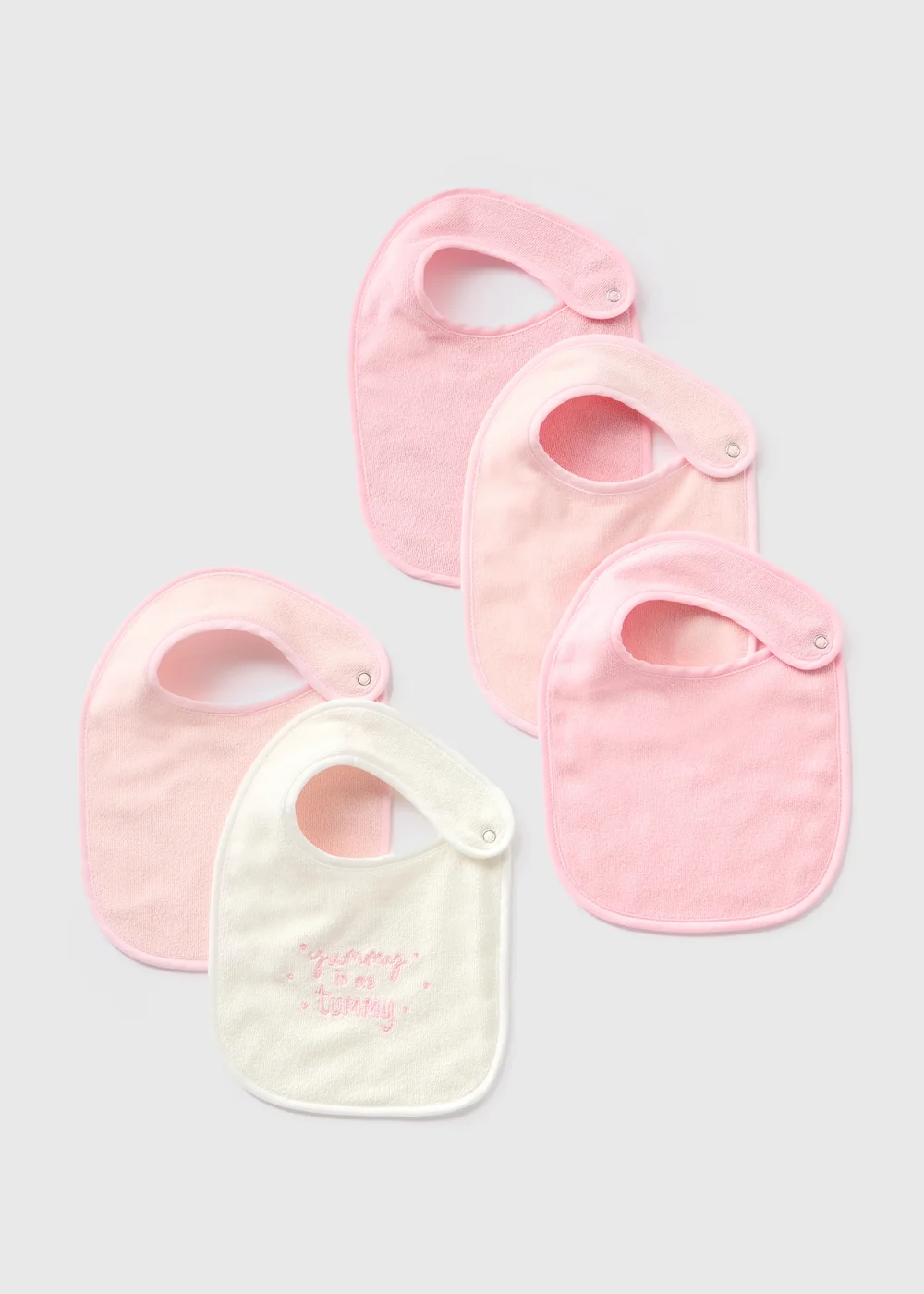 5 Pack Baby Pink Bibs - One Size Image 1