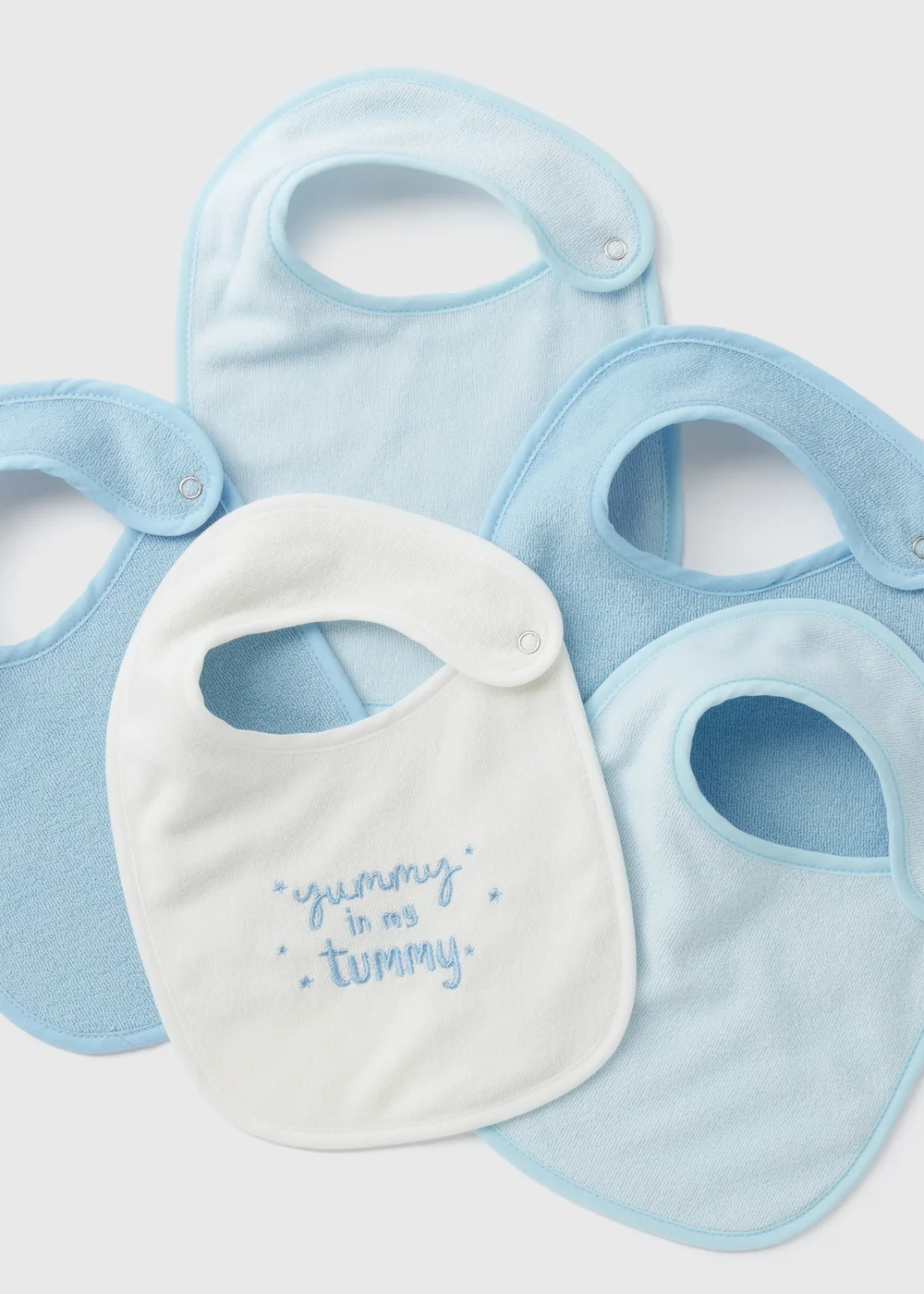 5 Pack Baby Blue Bibs - One Size Image 2