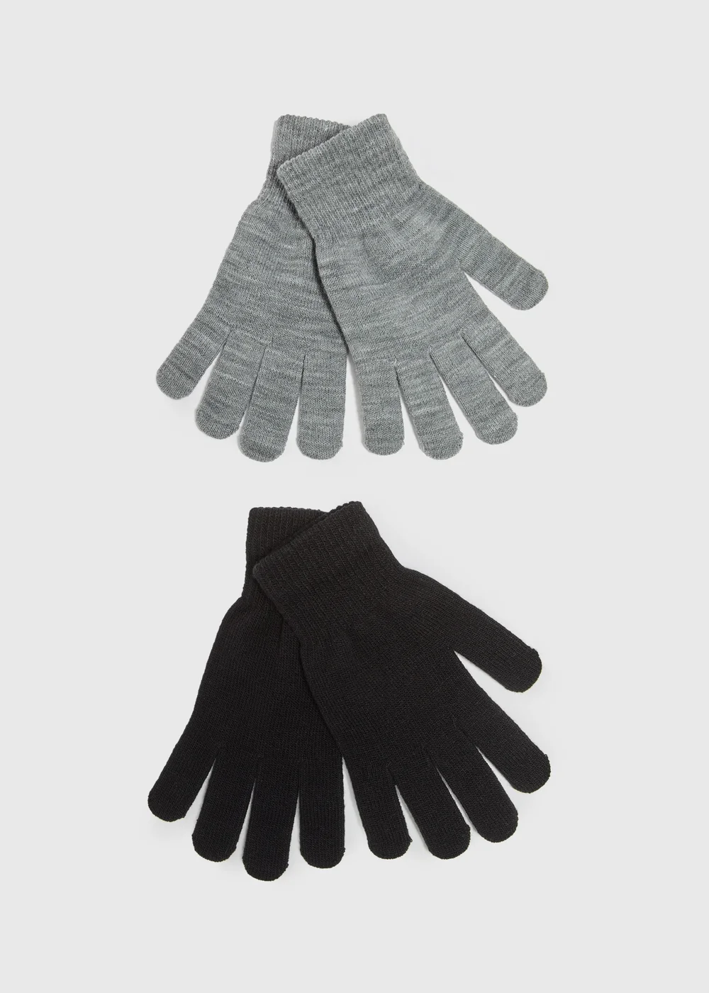2 Pack Black & Grey Gloves - One Size Image 1