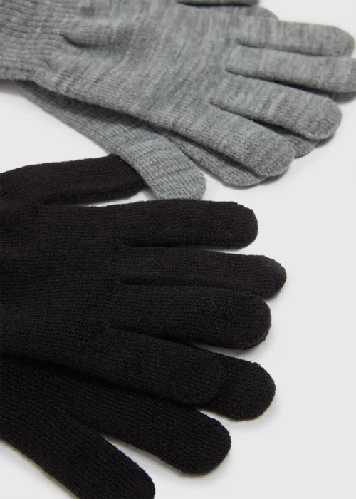 2 Pack Black & Grey Gloves - One Size Image 2