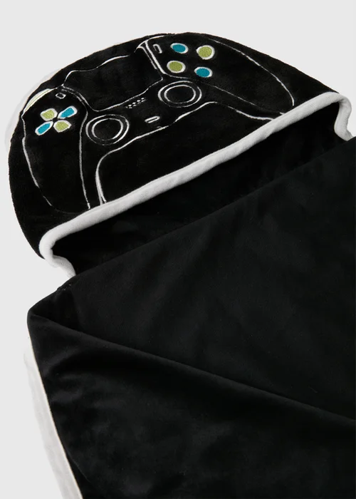 Black Gamer Hooded Blanket Image 2