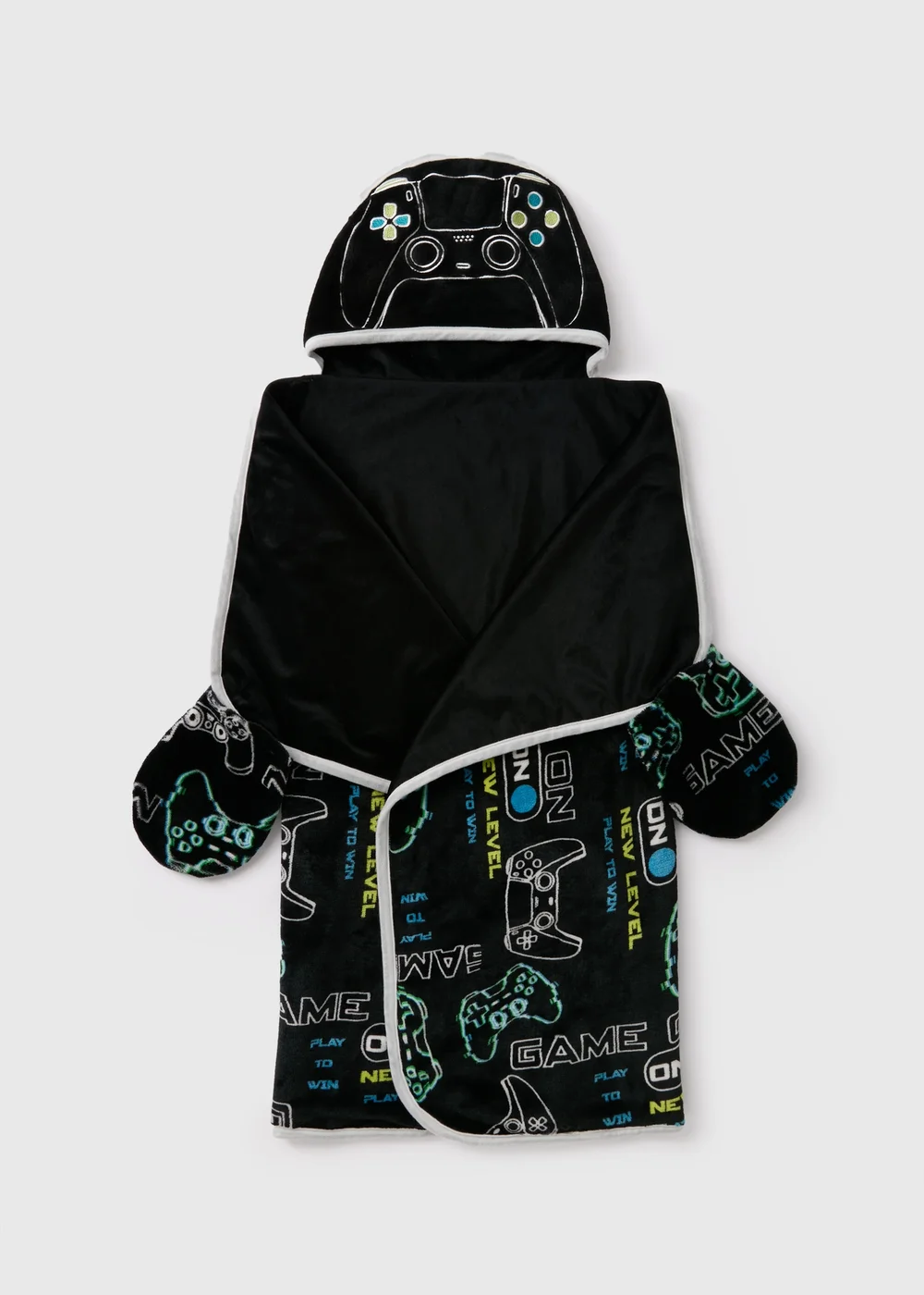 Black Gamer Hooded Blanket Image 1