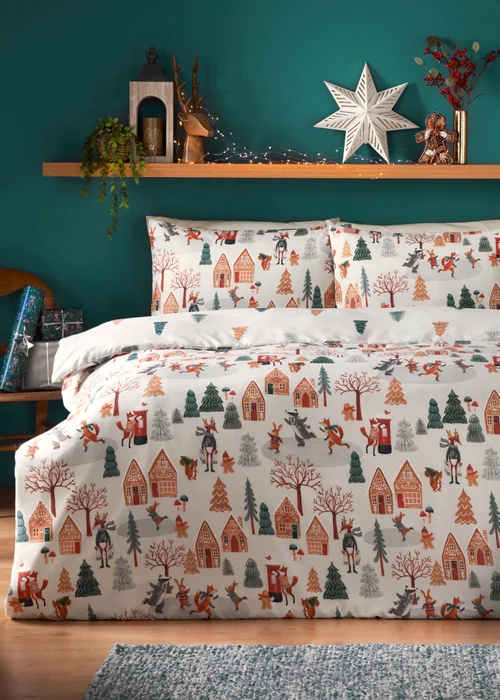 Christmas Gingerbread Scene Duvet Set - Single Image 1
