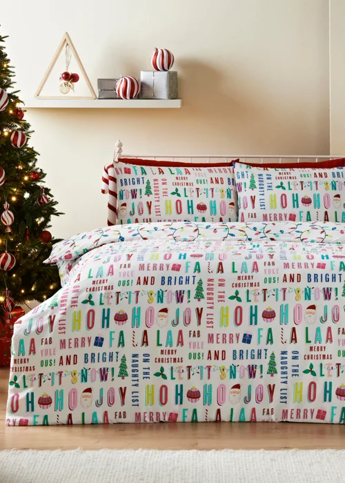 Joyful Christmas Wrapping Paper Duvet Set - Single Image 1